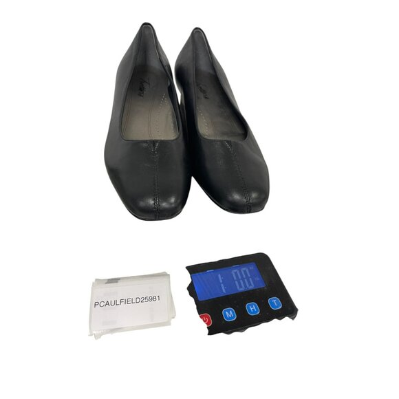 Trotters Doris Women's Solid Black Leather Slip On Round Toe Pumps Size 7W - Picture 7 of 7